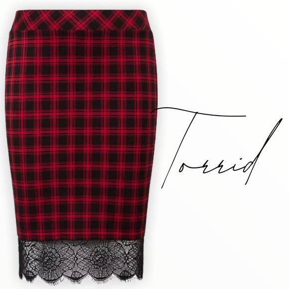 torrid Dresses & Skirts - Torrid red and black plaid pencil skirt